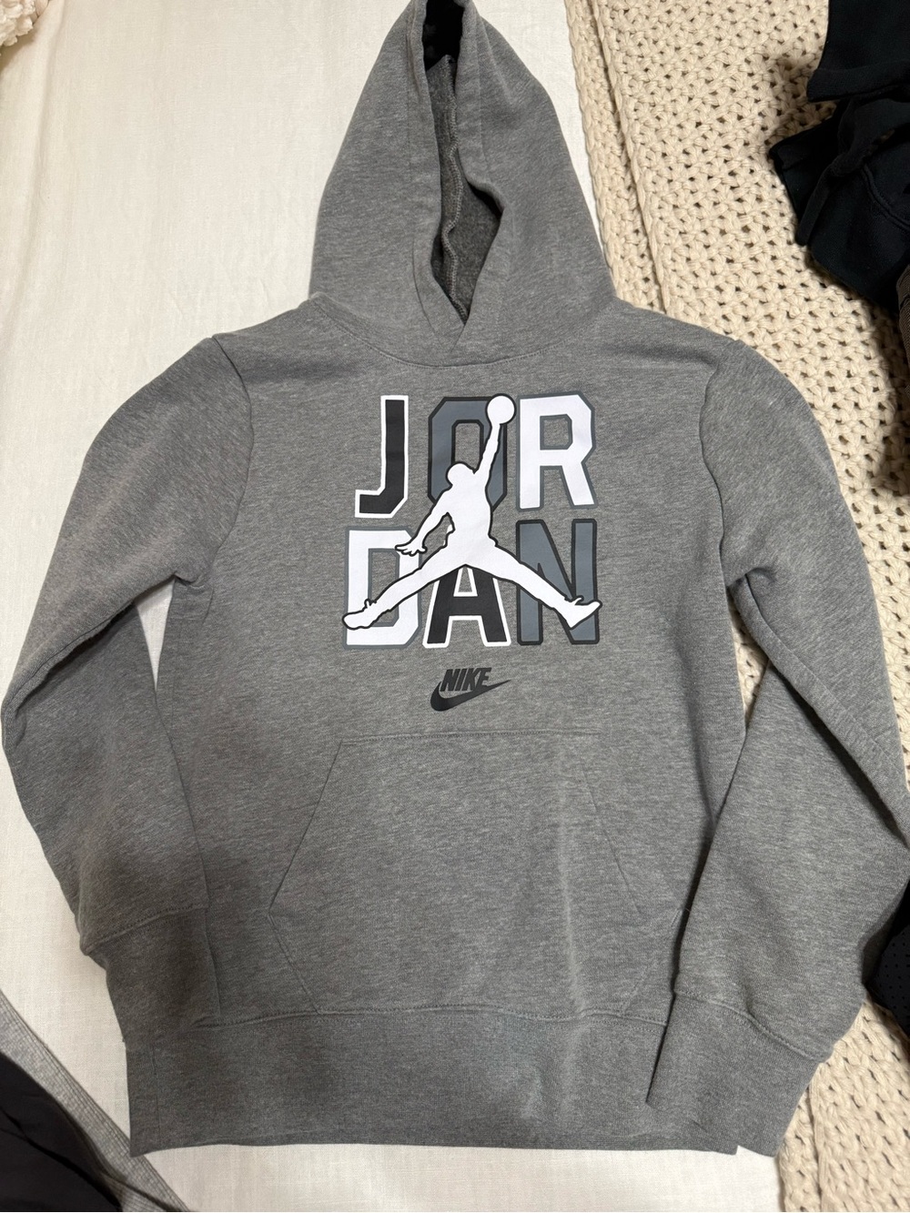 Nike Grey Jordan Pullover Hoodie with White Jumpman